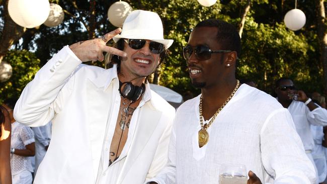 Combs and musician Tommy Lee at ‘The Real White Party’ on September 2, 2007. Picture: Mat Szwajkos/CP/Getty Images for CP