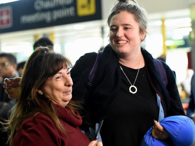 Passengers arrive back into the airport terminal. Picture: Nicole Garmston