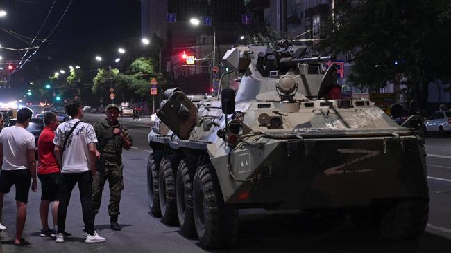 An armoured personnel carrier is seen on a street of the southern city of Rostov-on-Don, Russia. Picture: Reuters