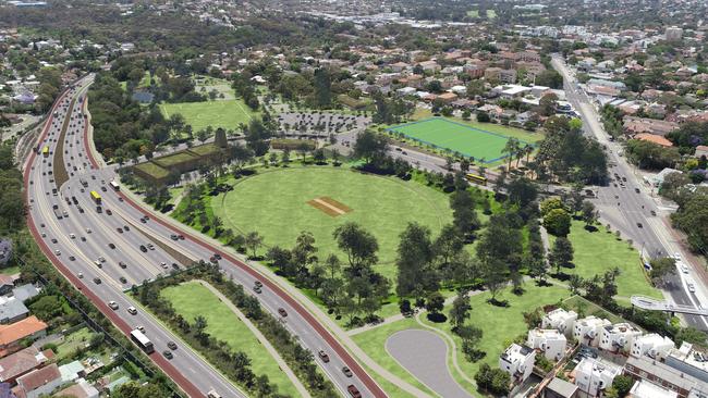 An artist’s impression of the Beaches Link at Balgowlah. Picture: NSW Government.