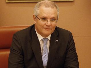 The Treasurer Scott Morrison with the Prime Minister Malcolm Turnbull during an Expenditure Review Committee Meeting in the Cabinet Room of Parliament House in Canberra. Picture Gary Ramage