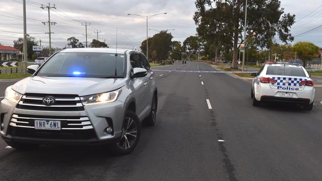 Ballarat Rd was closed during the morning peak. Picture: Jay Town