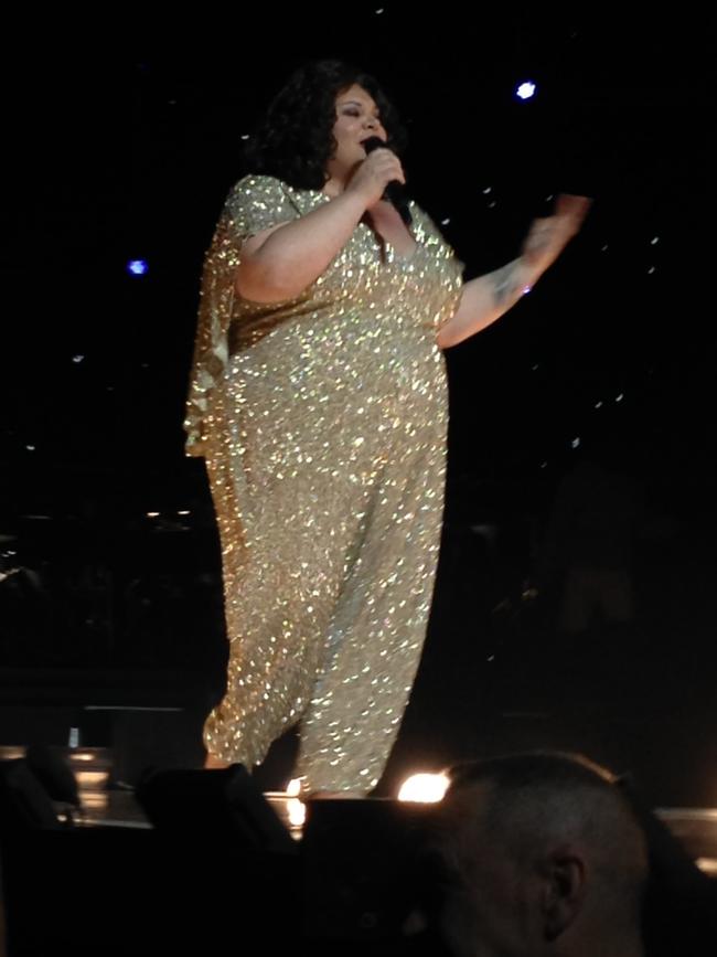 Keala Settle performs during Hugh Jackman’s The Man. The Music. The Show concert at Adelaide Entertainment Centre. Picture: Patrick McDonald