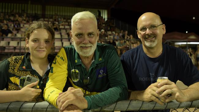 Yaelle Morse, Craig Morse and Daniel Bowden at the opening game of the NTFL 22/23 season. Picture: (A)manda Parkinson