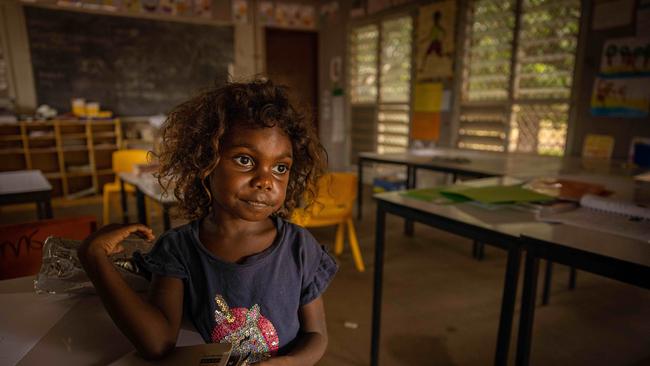 Leerica Pascoe in the Gamardi Homeland Learning Centre in Arnhem Land, where students go weeks and months without a teacher turning up. Picture: Rebecca Parker