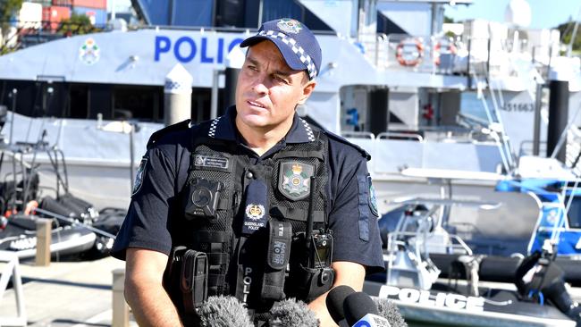 Acting senior sergeant Mitch Gray at the Port of Brisbane on Sunday. Picture: John Gass