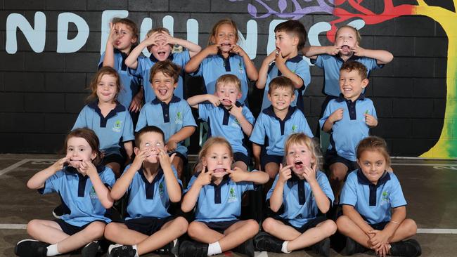 My First Year: Ormeau State School Prep D. Back row: Ayla, Parker, Kainoa, Jude, Tahlia. Middle row: Alaska, Theodore, Malachi, Cooper, Levi. Front row: Bridie, Noah, Kathleen, Harley, Macie.Picture Glenn Hampson