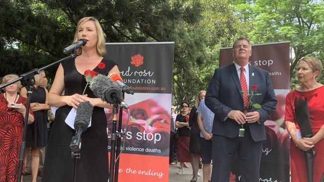 Greens Senator Larissa Waters told crowds at today's Red Rose Rally she will be demanding more frontline action on domestic violence.