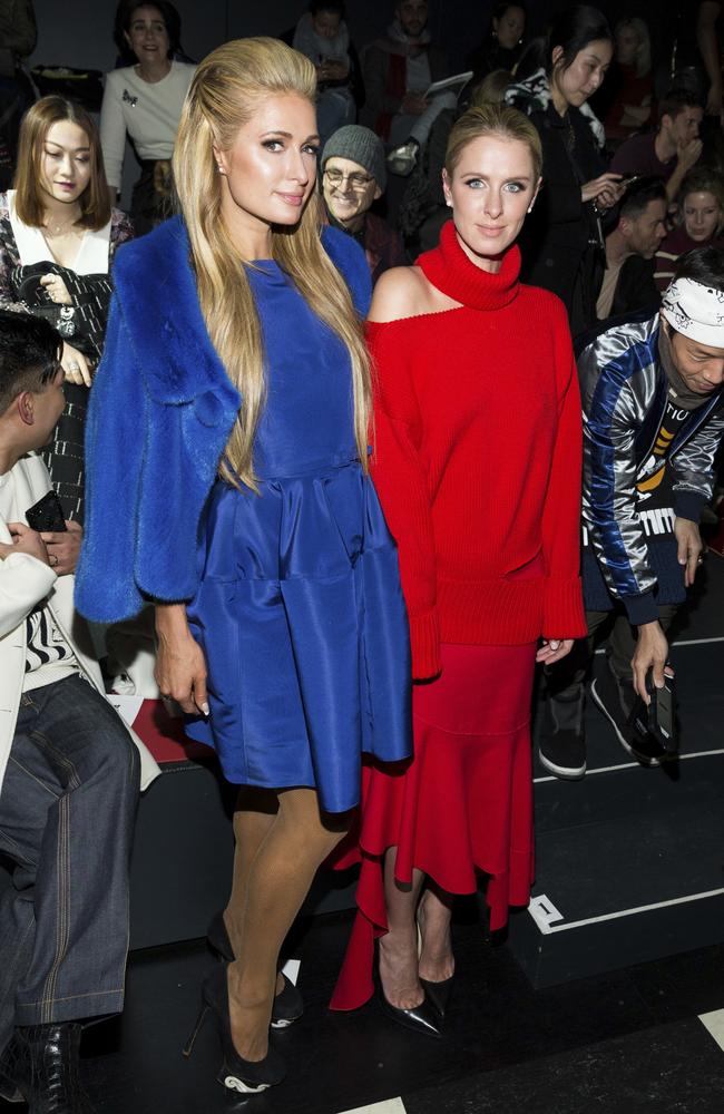 Paris Hilton and Nicky Hilton Rothschild attend the Oscar De La Renta show as part of Fashion Week on February 13, 2017 in New York City. Picture: AP