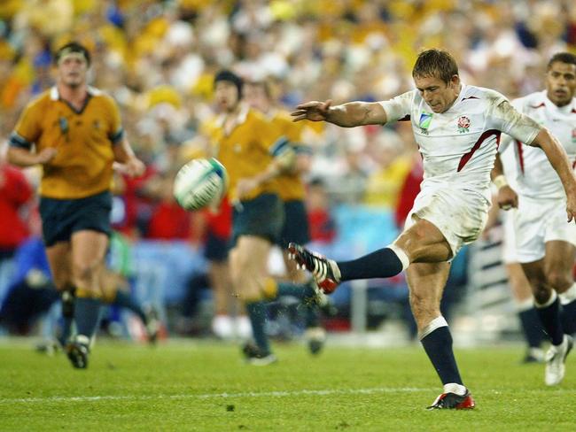 English fly-half Jonny Wilkinson broke Australian hearts with a drop goal during the Rugby World Cup final between Australia and England at the Olympic Park Stadium. Picture: Odd Andersen/AFP