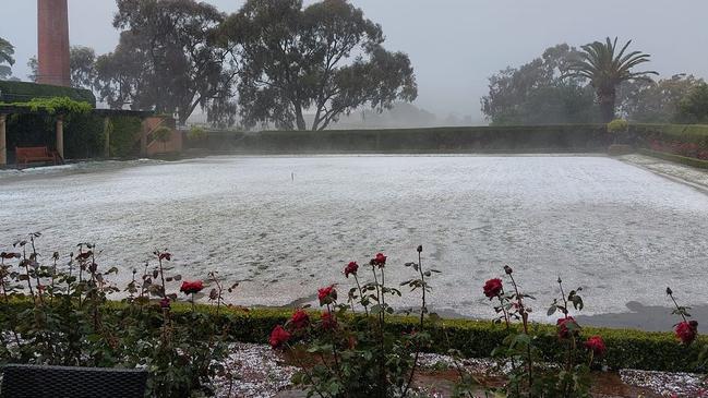 Hail at Chateau Tanunda. Picture: Paula Warburton, sent in via Facebook