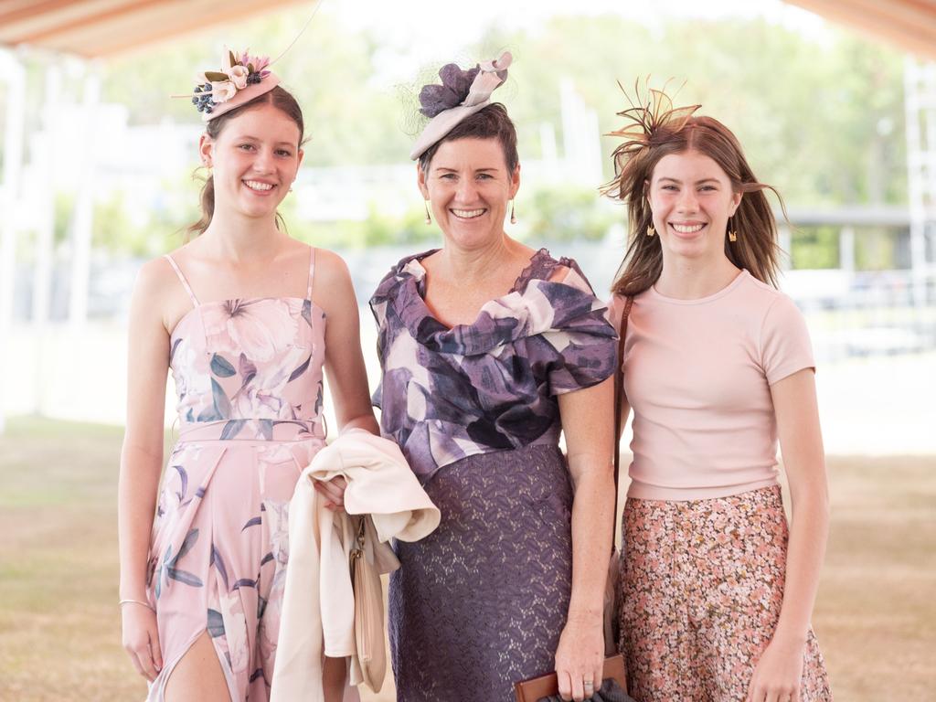 Bessie, Rachelle and Harriet Cox at the Bridge Toyota Ladies' Day. Picture: Floss Adams