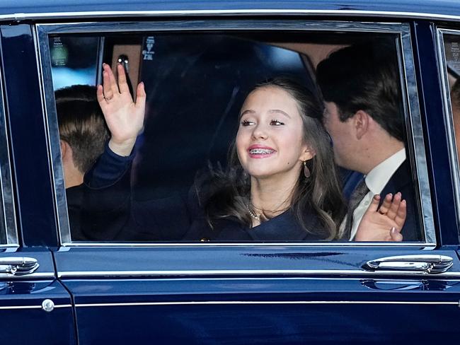 COPENHAGEN, DENMARK - JANUARY 14: Princess Josephine waves as she and her siblings Prince Vincent, Princess Isabella and Crown Prince Christian arrive at Amalienborg after the proclamation of HM King Frederik X and HM Queen Mary of Denmark on January 14, 2024 in Copenhagen, Denmark. Her Majesty Queen Margrethe II steps down as Queen of Denmark and and entrusts the Danish throne to His Royal Highness The Crown Prince, who becomes His Majesty King Frederik X and Head of State of Denmark. (Photo by Martin Sylvest Andersen/Getty Images)