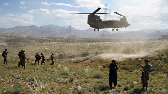 A US military Chinook helicopter in Afghanistan in 2019. Picture: AFP