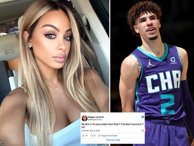 Ana Montana on Instagram and LaMelo Ball on court. Photo: @ana_montana, Getty Images.