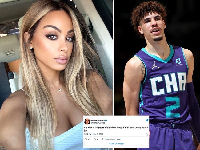 Ana Montana on Instagram and LaMelo Ball on court. Photo: @ana_montana, Getty Images.