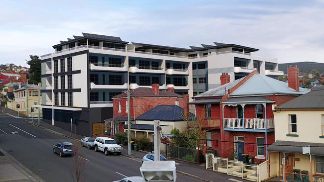 An artist’s impression of the development in Harrington St. The developer has now withdrawn its application. Pictures: SUPPLIED