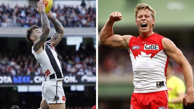 Jamie Elliott and Isaac Heeney this season. Photos: News Corp/Phil Hillyard