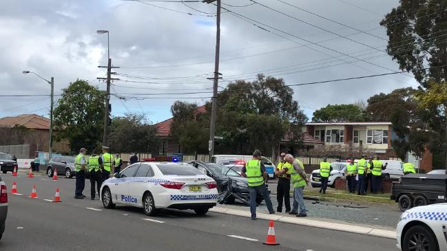 Mercedes and police car destroyed in serious Cronulla crash