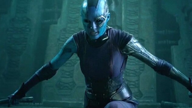 Karen Gillan plays blue-skinned cyborg Nebula in the Guardians of the Galaxy films. Picture: Disney