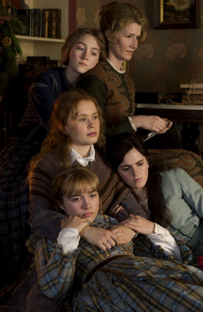 Clockwise from top left, Saoirse Ronan, Laura Dern, Emma Watson, Florence Pugh and Eliza Scanlen in Greta Gerwig's Little Women. Picture: Supplied