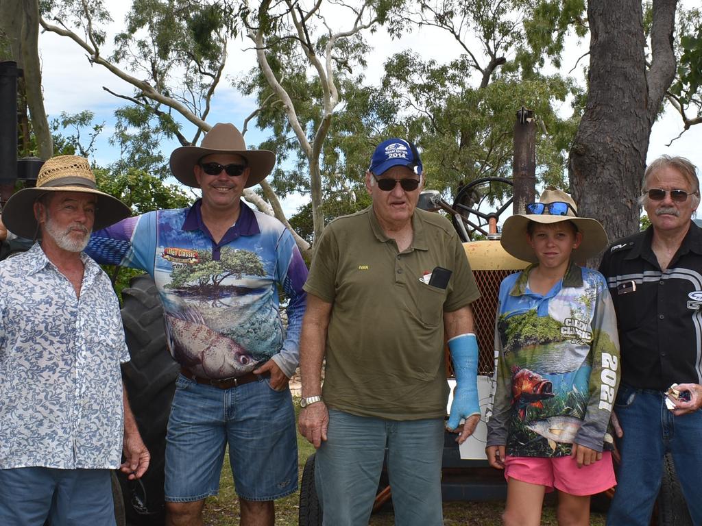 Michael Connolly (left), John Bennett, Ivan Faulkener, Jack Bennett and Gary Farquhar (right) at St Helens Australia Day Celebration, January 26, 2022. Picture: Madeleine Graham