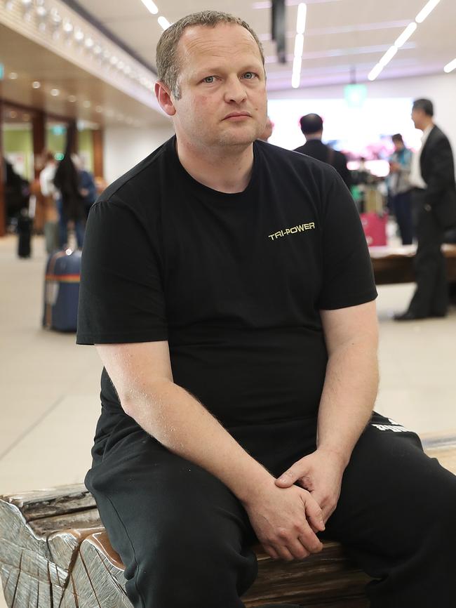 Scott McKinley was waiting in the departure lounge. Picture: LUKE BOWDEN