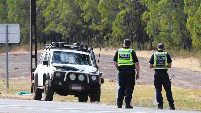 NT Police investigate a crash in which a cyclist died after being hit by a car. Picture Katrina Bridgeford.