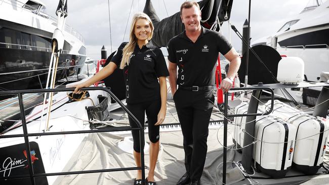 Erin Molan aboard Perpetual Loyal with Anthony Bell. She will crew in the Sydney to Hobart this summer.