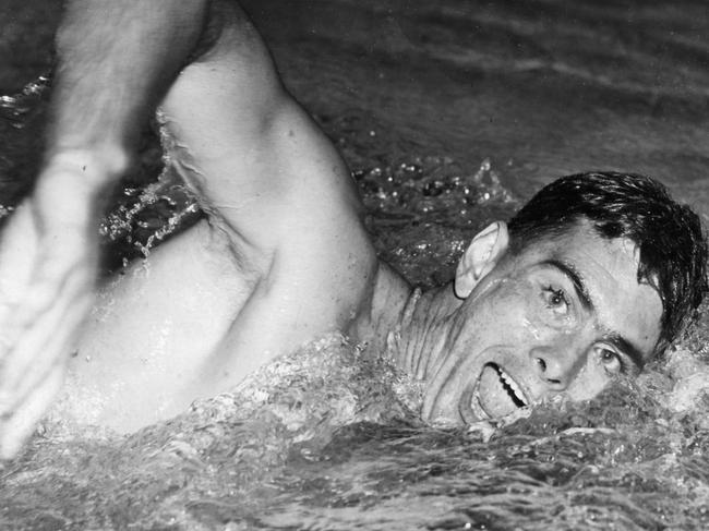 Swimming - John Devitt at the Australian Swimming Championships. Filed 08 Mar 1960. (Pic by unidentified staff photographer)