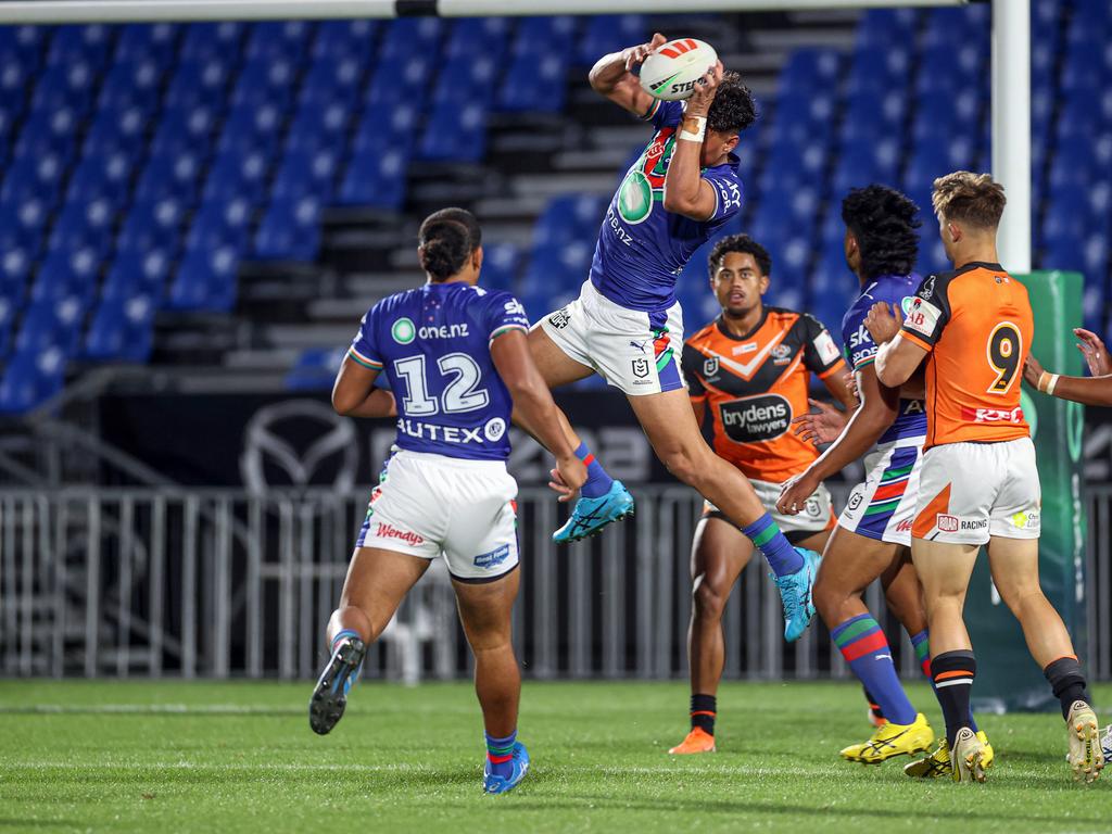 Jacob Laban in action for the Warriors in a 2023 pre-season match. Picture: NRL Images