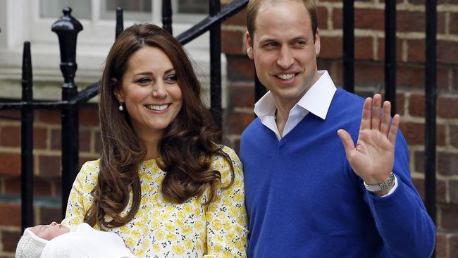 Britain's Prince William and Kate, Duchess of Cambridge and their newborn baby princess, pose for the media as they leave St. Mary's Hospital's exclusive Lindo Wing, London, Saturday, May 2, 2015. Kate, the Duchess of Cambridge, gave birth to a baby girl on Saturday morning. (AP Photo/Kirsty Wigglesworth)