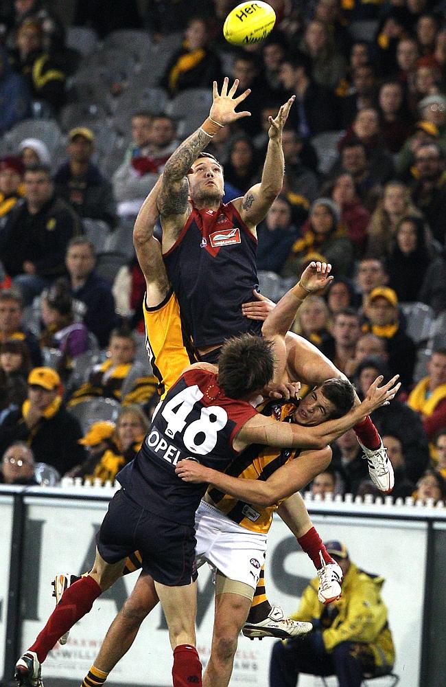 Clark flies high for a mark. Picture: Wayne Ludbey