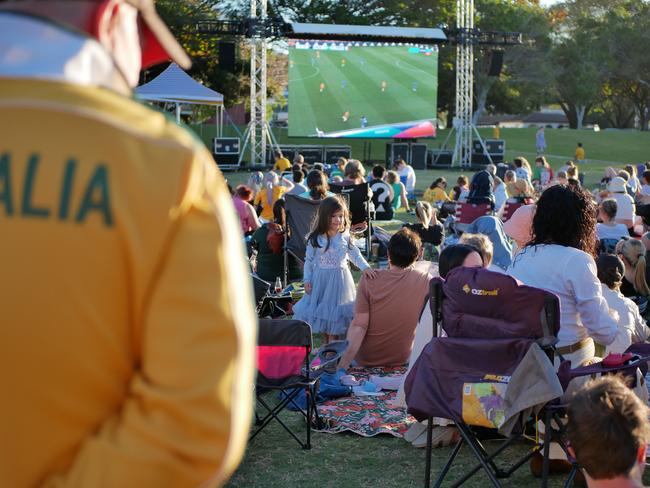 Fans watch Australia versus France in the quarter-finals of the FIFA Women's World Cup, at The Strand in Townsville on August 12, 2023. Picture: Blair Jackson