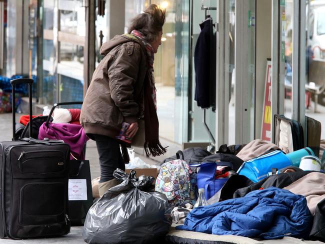 Homeless people have been observed spitting on passer-bys as well as physically attacking each other. Picture: Mark Wilson