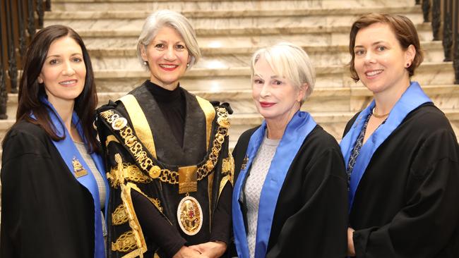 Adelaide Lord Mayor Sandy Verschoor with councillors Mary Couros, Anne Moran and Helen Donovan. Picture: Russell Millard/AAP