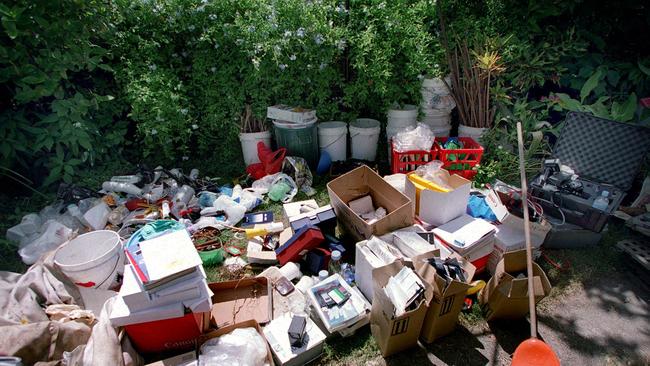 File pictures from the house where police discovered chemicals and stolen property from QUT. Picture: Mark Cranitch.