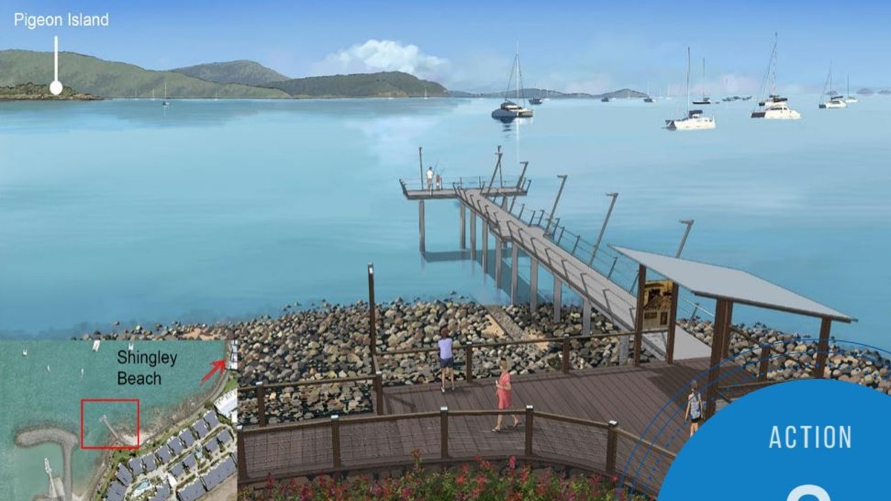 A proposed Cannonvale fishing jetty would be placed next to the footings of the old Cannonvale jetty which suffered cyclone damage in the late 1950s. Picture: WRC