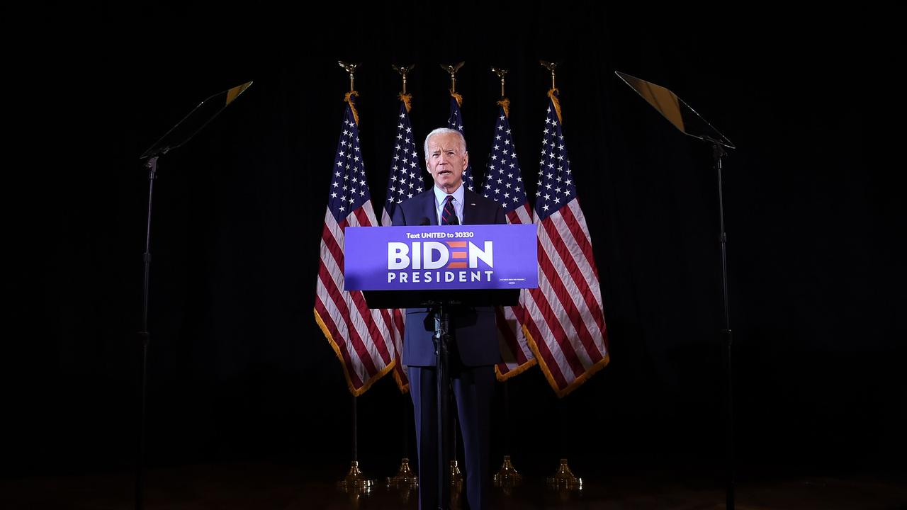 Democratic presidential hopeful Joe Biden makes a statement on Ukraine during a press conference at the Hotel Du Pont on September 24, 2019, in Wilmington, Delaware. Picture: Olivier Douliery / AFP.