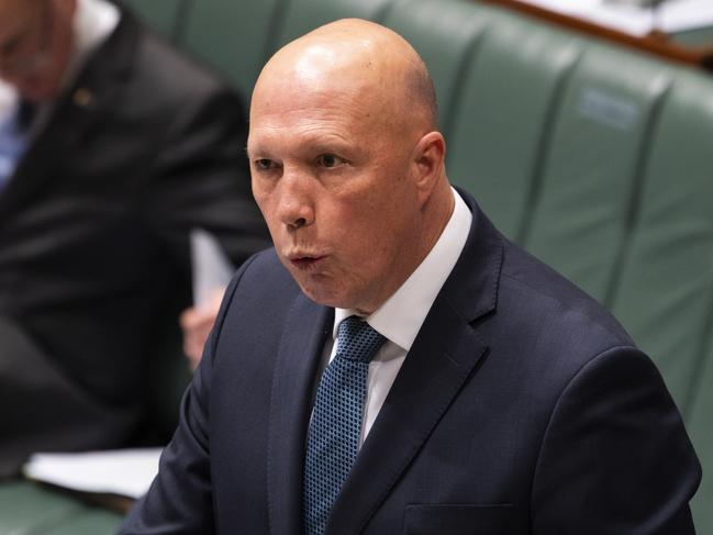 A comment from Peter Dutton prompted anger on the opposition benches. Picture: NCA NewsWire / Martin Ollman