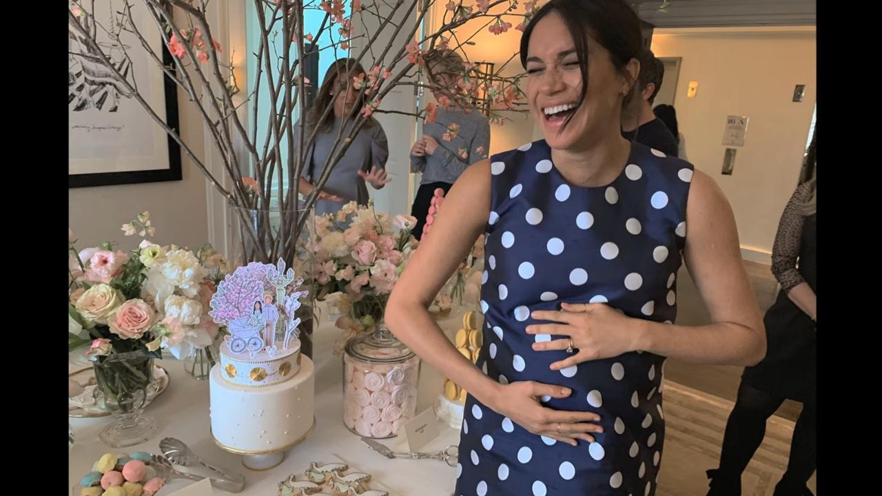 Meghan Markle during her lavish, celeb-filled baby shower in the US. Picture: Netflix