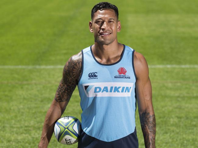 Israel Folau and the controversial Brookvale surface. Picture: Darren Leigh Roberts