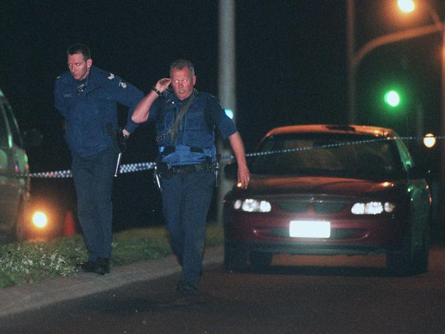 Police at scene where Silk and Miller died in 1998.