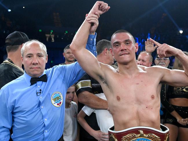 Paro is joining the same No Limit stable that made Tim Tszyu (pictured) a world champion. Picture: Bradley Kanaris/Getty Images