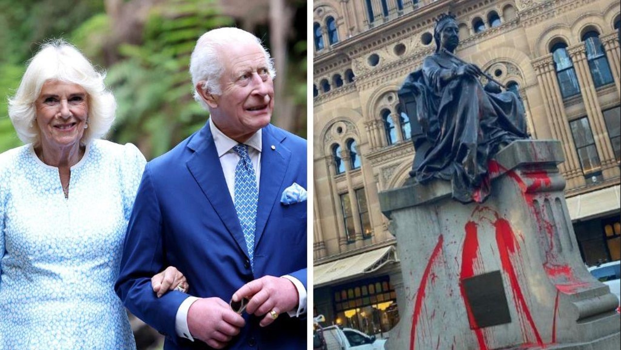 Vandals target royal statue as King’s tour returns to Sydney