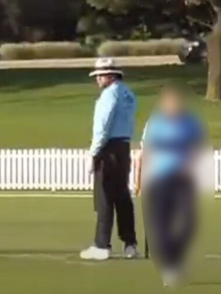 Brett Allford umpiring a game in March. Picture: YouTube