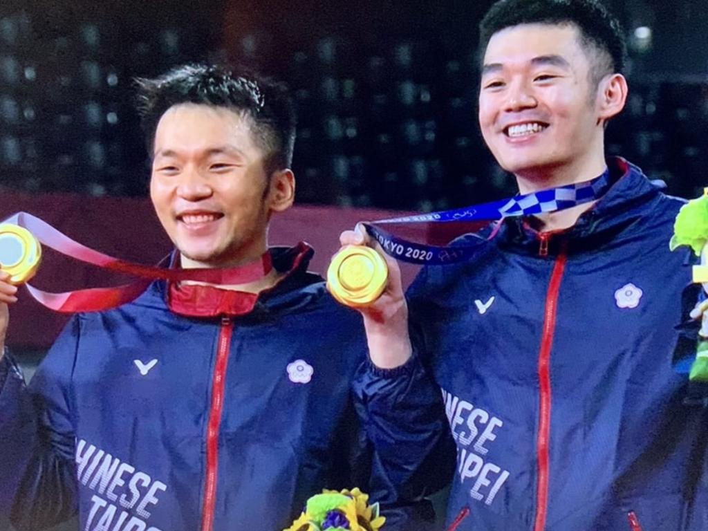 Lee Yang and Wang Chi-Lin of Taiwan won gold in badminton as Chinese Tapei. In a Facebook post, Lee said his gold medal was ‘dedicated to my country, Taiwan’. Picture: Facebook