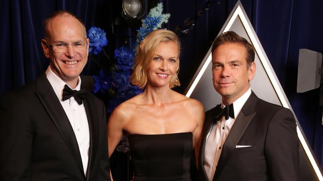 Michael Miller, Sarah and Lachlan Murdoch at the 2019 News Awards held at Foxtel on Oxford in Paddington. Picture: Christian Gilles