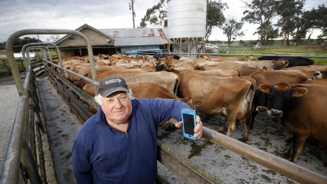 Dairy farmer Kelvin Trotman from Won Wron was left without phone service after the storms. Picture: Yuri Kouzmin