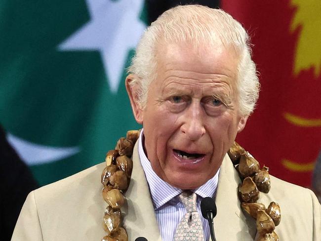 Britain's King Charles III delivers a speech during the opening ceremony for the Commonwealth Heads of Government Meeting (CHOGM) in Apia, Samoa, on October 25, 2024. (Photo by Fiona GOODALL / POOL / AFP)